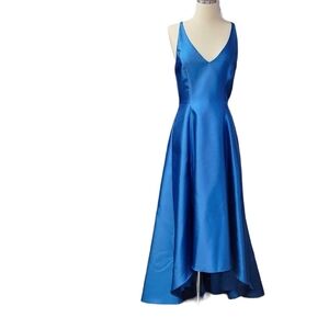 Badgley Mischka Blue High Low Evening Gown Sz 4